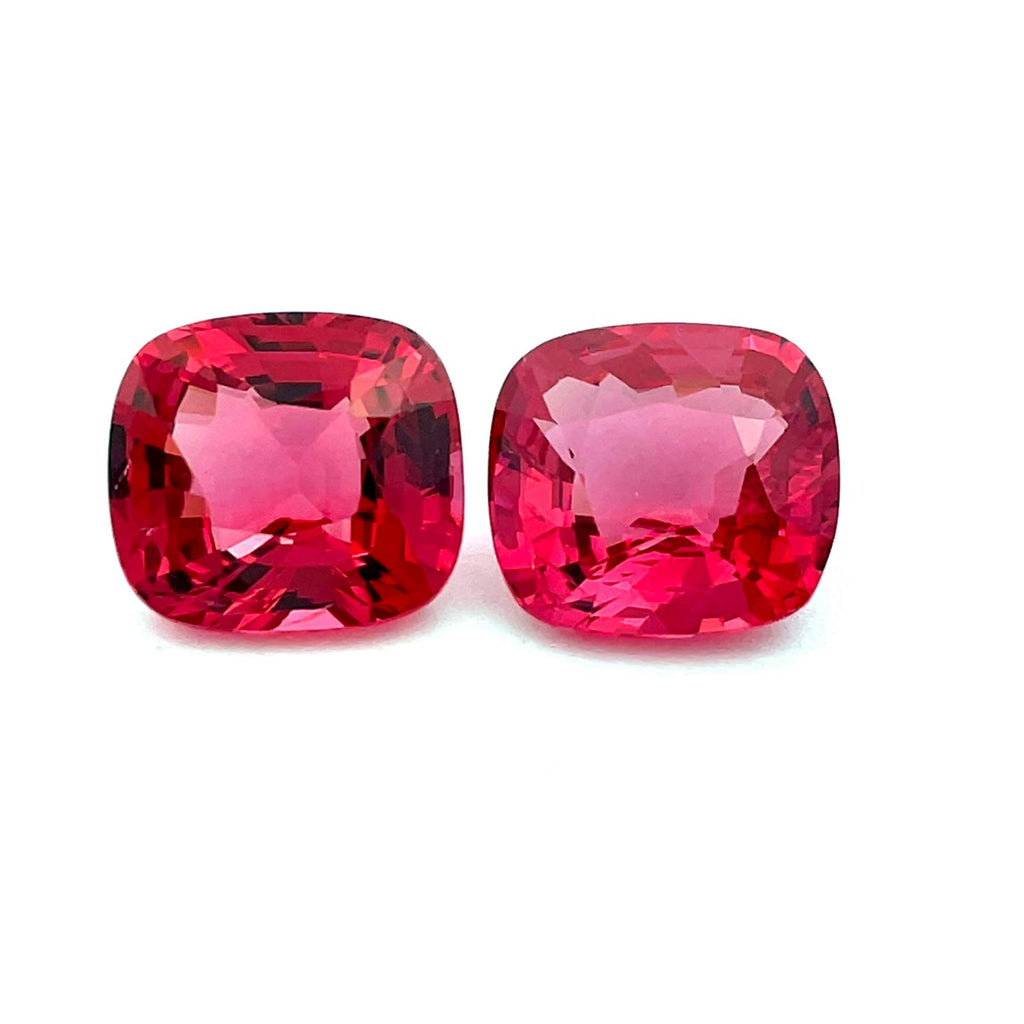 5.10cts Natural Red Spinel Gemstone Pair - Cushion Shape - 26266RGT