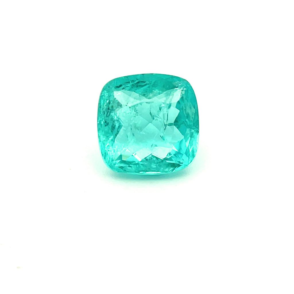 3.19cts GIA Natural Greenish Blue Paraiba Tourmaline Gemstone - Square Cushion Shape - 26301RGT