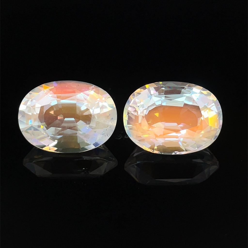 8.22cts Natural Rainbow Moonstone Gemstone Pair - Oval Shape - 26344RGT