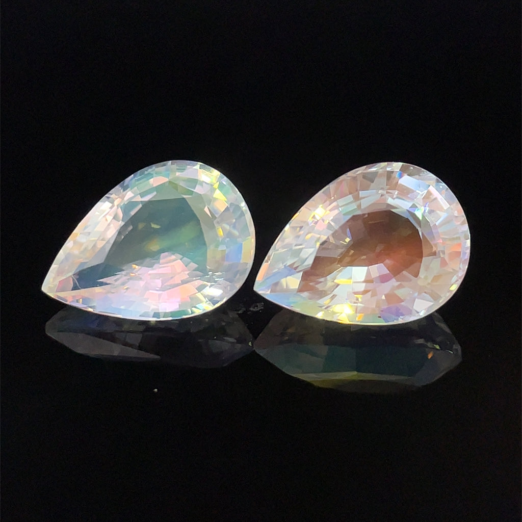 8.55cts Natural Rainbow Moonstone Gemstone Pair - Pear Shape - 26345RGT