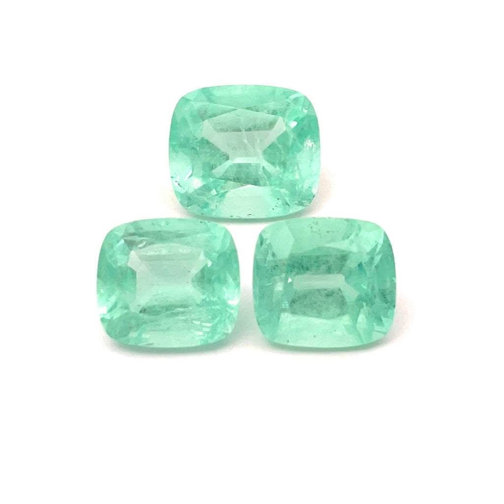 34.16cts Bellerophon Natural Bluish Green Emerald from Nigeria Pair - 3Pcs Set Pair - Cushion Shape - 26555RGT