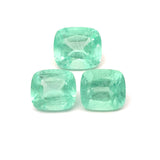 34.16cts Bellerophon Natural Bluish Green Emerald from Nigeria Pair - 3Pcs Set Pair - Cushion Shape - 26555RGT