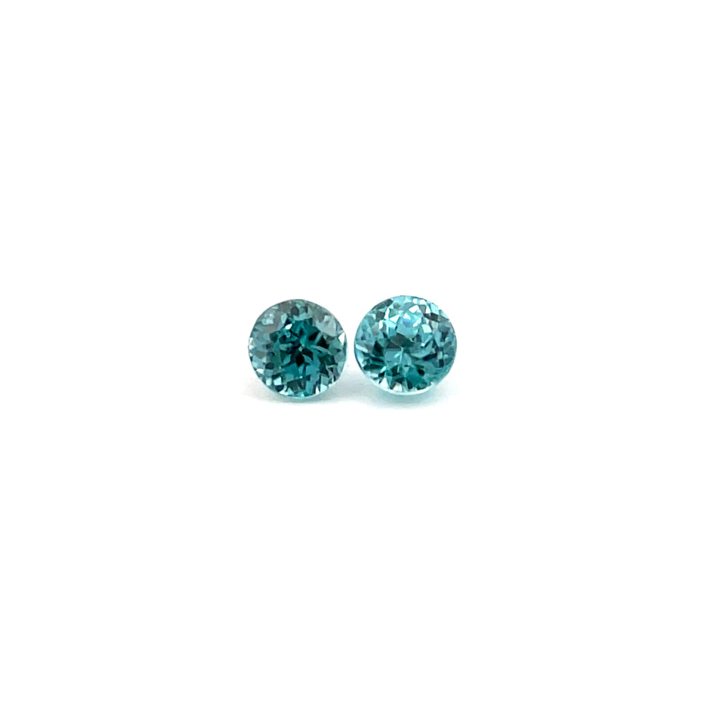 1.09cts Natural Blue Zircon Gemstone Pair - Round Shape - 26601RGT