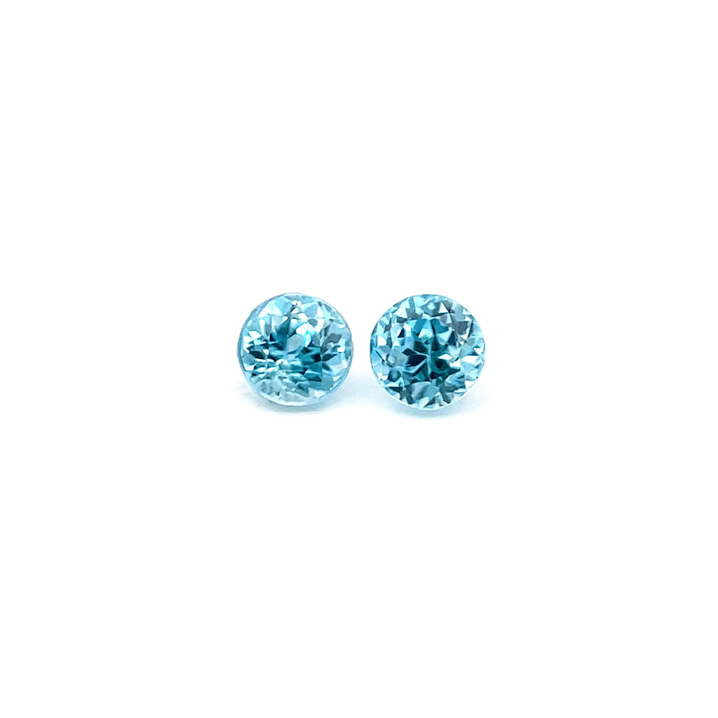 1.54cts Natural Blue Zircon Gemstone Pair - Round Shape - 26602RGT