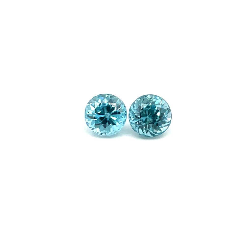 1.63cts Natural Blue Zircon Gemstone Pair - Round Shape - 26604RGT