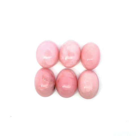 38.43cts 6 Pcs Lot Natural Pink Opal Gemstone - 15X11MM Oval Cabochon - RGTPO