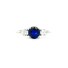 18K White Gold Blue Sapphire And Diamond Engagement Ring - Round Cut - R24013