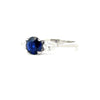 18K White Gold Blue Sapphire And Diamond Engagement Ring - Round Cut - R24013