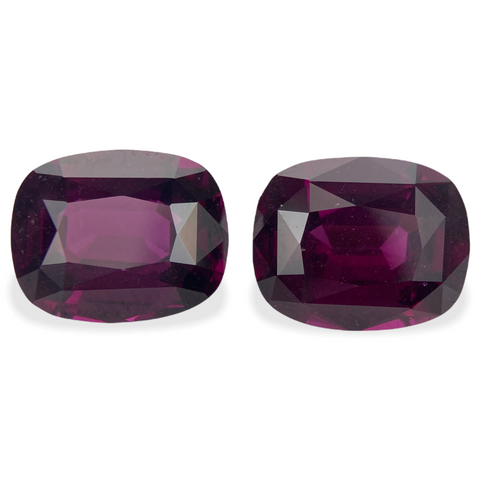 12.30cts Natural Gemstone Purple Rhodolite Garnet- Cushion Shape Pair - 1241RGT