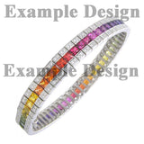 7.72cts Sorted Rainbow Bracelet Natural Sapphire -56pcs- Round Shape - RGT