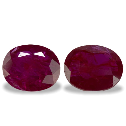 2.00cts Natural Unheated Red Ruby Pair - Oval Shape - 861RGT
